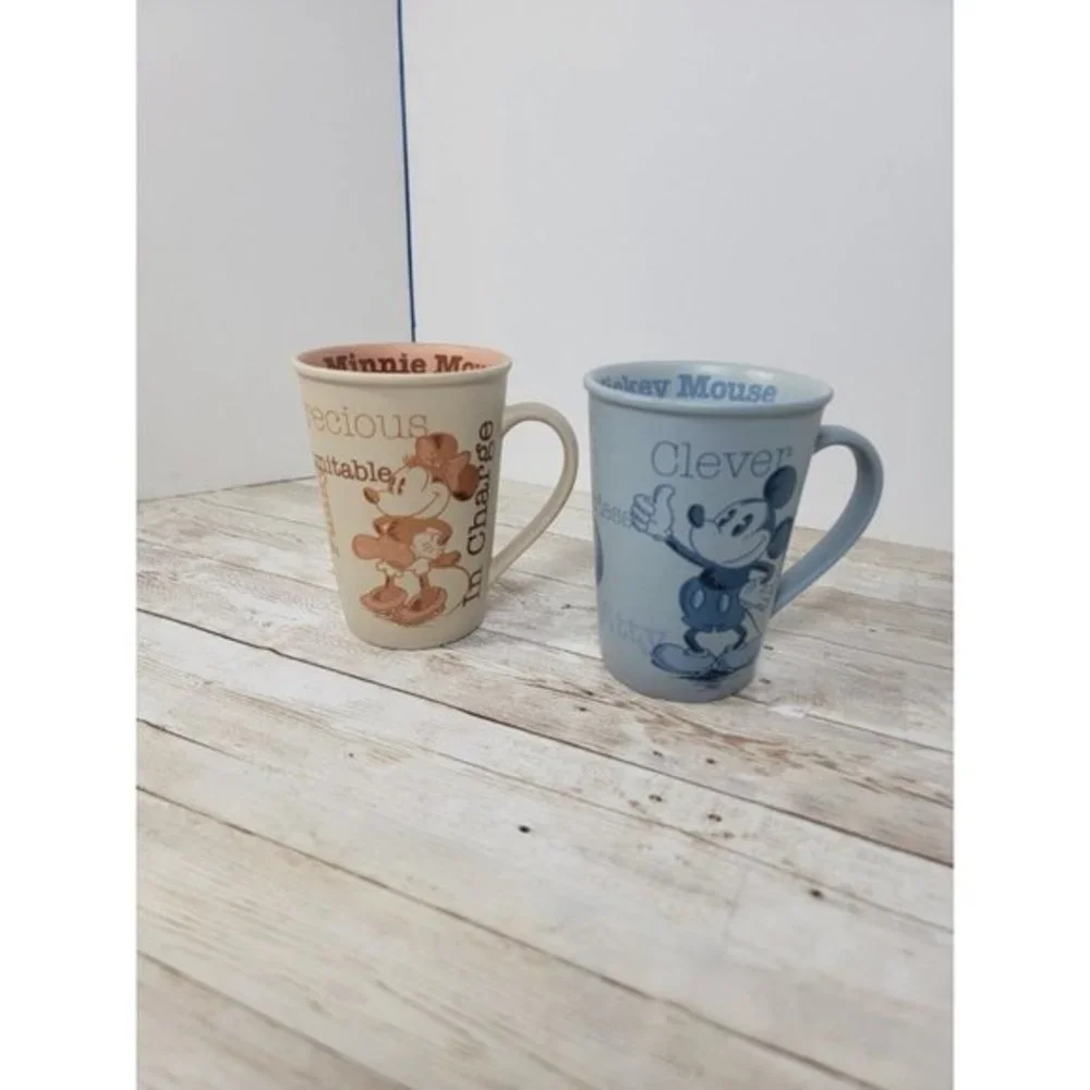 The‎ Disney Store Mugs Mickey and Minnie Sweet Smart Matching Mugs Orange Blue